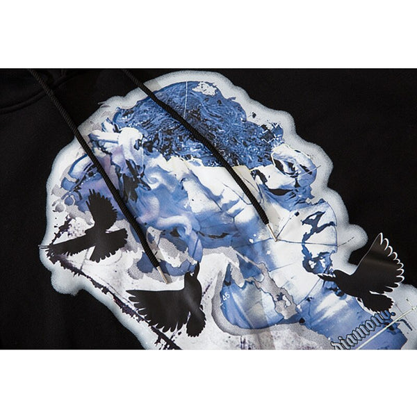 Hoodie Men Statue Harajuku Letter Fleece Pullover College Style All-match Casual Cozy Fashion Hipster Streetwear Couple