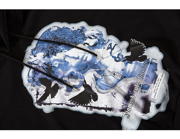 Hoodie Men Statue Harajuku Letter Fleece Pullover College Style All-match Casual Cozy Fashion Hipster Streetwear Couple