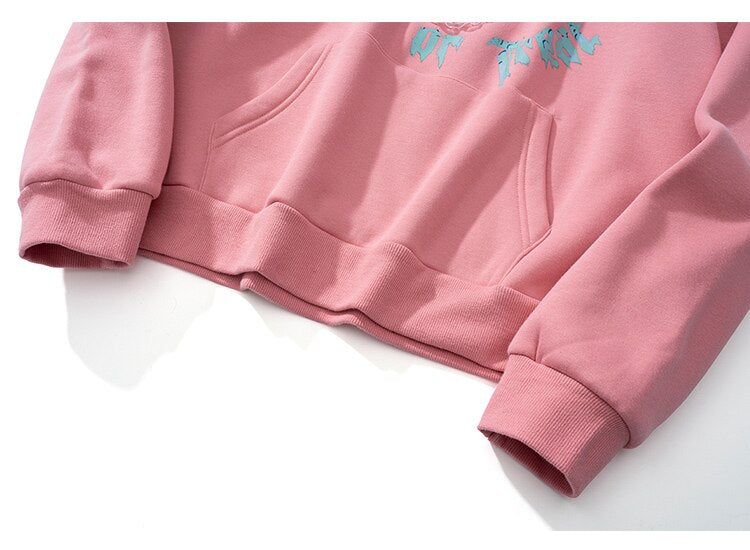 Hoodie Men Harajuku Letter Fleece Warm Pullover Vintage Punk Hipster Distressed Tops Casual Fashion Oversize Streetwear