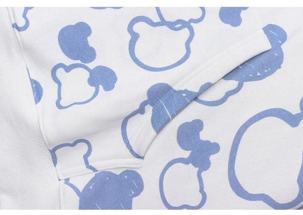 Hoodies Men Cute Bear Harajuku Letter Big Pockets Fleece Pullovers Hipster High Street Tops Oversize Couple Streetwear