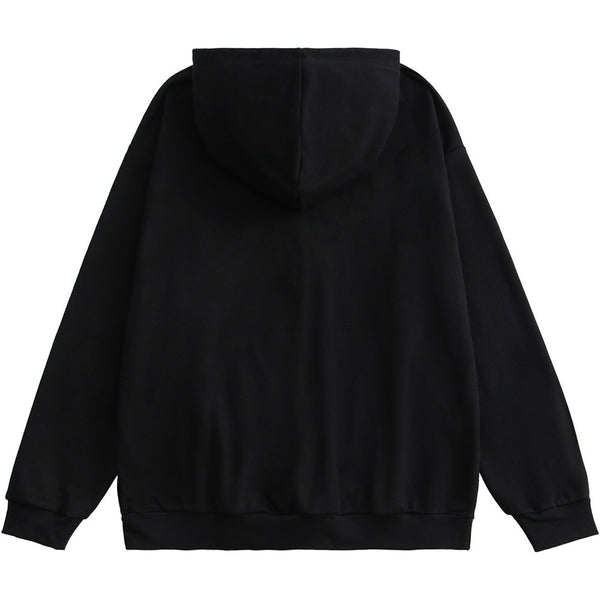 Hoodie Men Ripped Heart Graffiti Bear Print Pullover Loose Drawstring Hooded Cartoon Harajuku Hip Hop Streetwear Couple