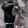 Hoodie Men Harajuku Letter Inkjet Heart-shaped Net Print Pullovers Hipster Casual Retro Varsity Hip Hop Tops Streetwear