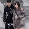 Hoodie Men Harajuku Letter Inkjet Heart-shaped Net Print Pullovers Hipster Casual Retro Varsity Hip Hop Tops Streetwear