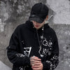 Hoodie Men Harajuku Letter Inkjet Heart-shaped Net Print Pullovers Hipster Casual Retro Varsity Hip Hop Tops Streetwear
