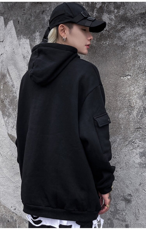 Hoodie Men Harajuku Letter Inkjet Heart-shaped Net Print Pullovers Hipster Casual Retro Varsity Hip Hop Tops Streetwear