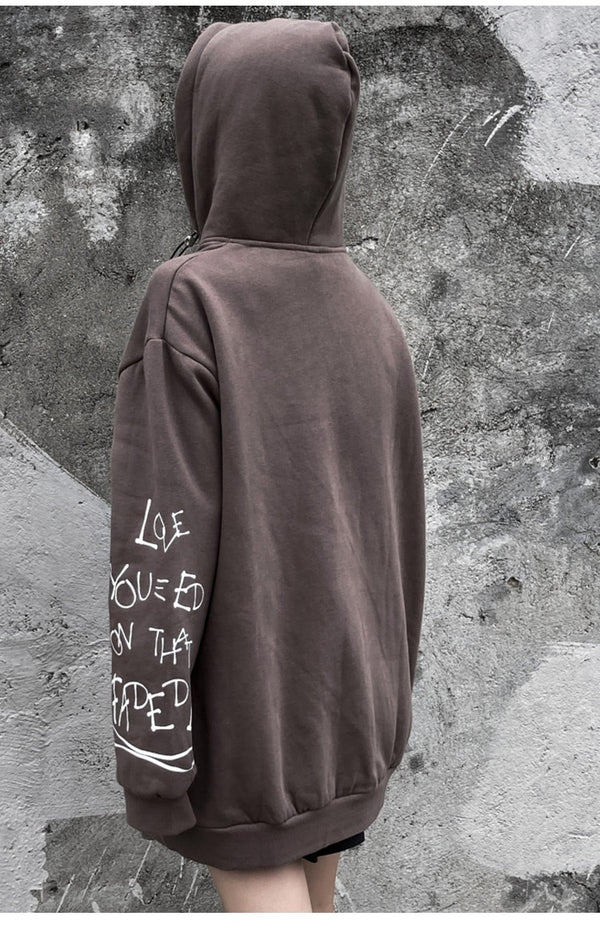 Hoodie Men Harajuku Letter Inkjet Heart-shaped Net Print Pullovers Hipster Casual Retro Varsity Hip Hop Tops Streetwear