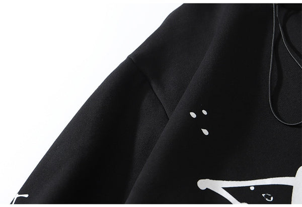 Hoodie Men Harajuku Letter Inkjet Heart-shaped Net Print Pullovers Hipster Casual Retro Varsity Hip Hop Tops Streetwear