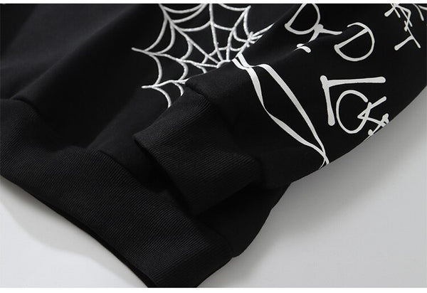 Hoodie Men Harajuku Letter Inkjet Heart-shaped Net Print Pullovers Hipster Casual Retro Varsity Hip Hop Tops Streetwear