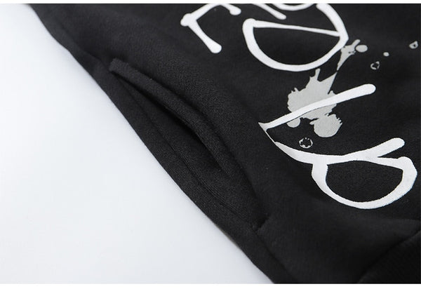 Hoodie Men Harajuku Letter Inkjet Heart-shaped Net Print Pullovers Hipster Casual Retro Varsity Hip Hop Tops Streetwear