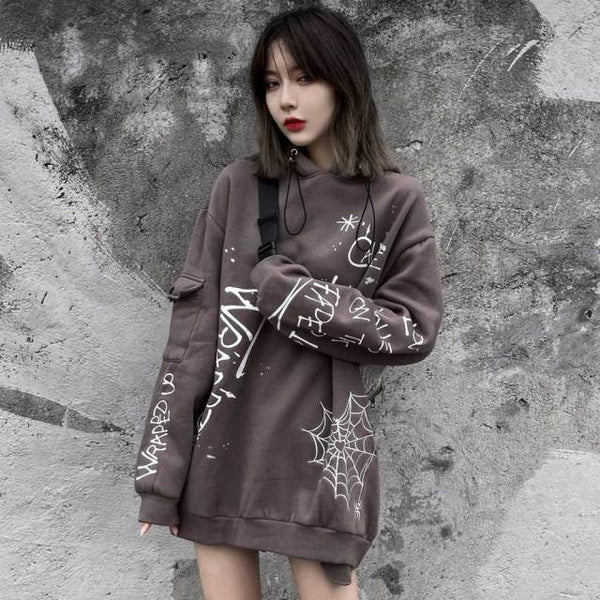 Hoodie Men Harajuku Letter Inkjet Heart-shaped Net Print Pullovers Hipster Casual Retro Varsity Hip Hop Tops Streetwear