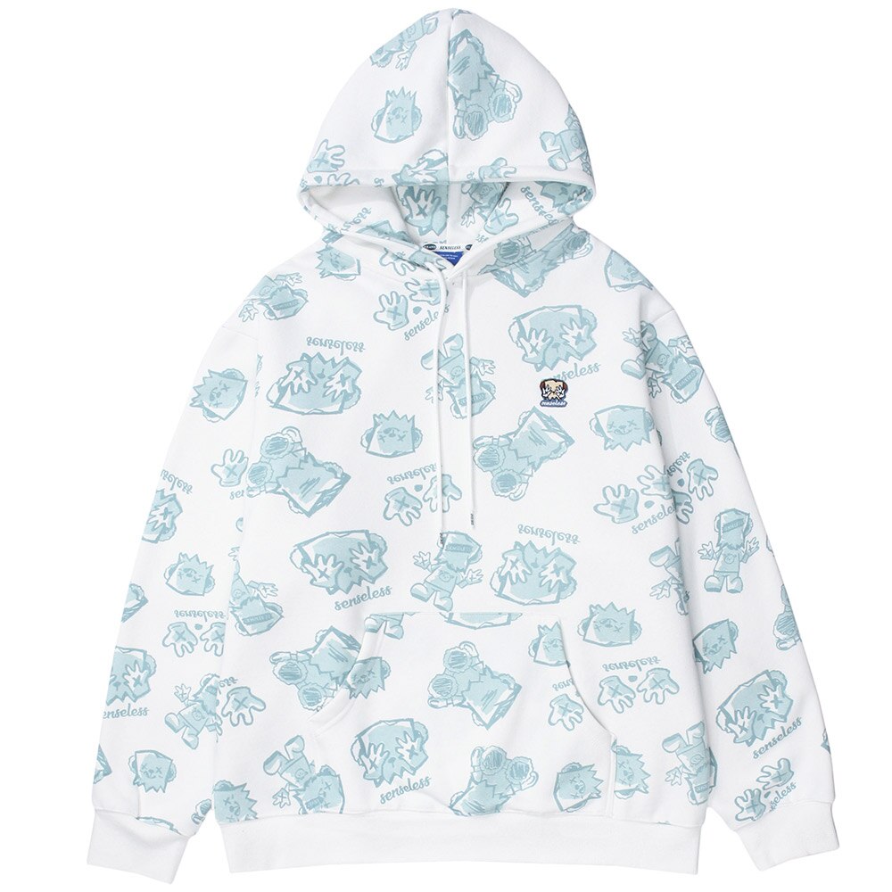 Hoodie Men Japanese Cartoon Print Fleece Hooded Pullover Oversize Harajuku Vintage High Street Couple Sweatshirt Autumn