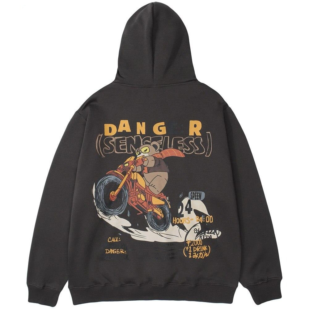 Hoodie Men Cute Bear Punk Cool Letter Fleece Pullover Hipster Preppy Style Casual Oversized Cozy Tops Couple Streetwear