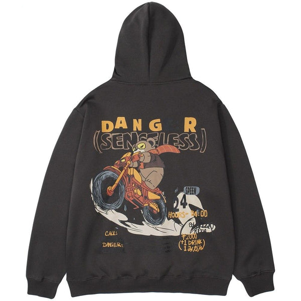 Hoodie Men Cute Bear Punk Cool Letter Fleece Pullover Hipster Preppy Style Casual Oversized Cozy Tops Couple Streetwear
