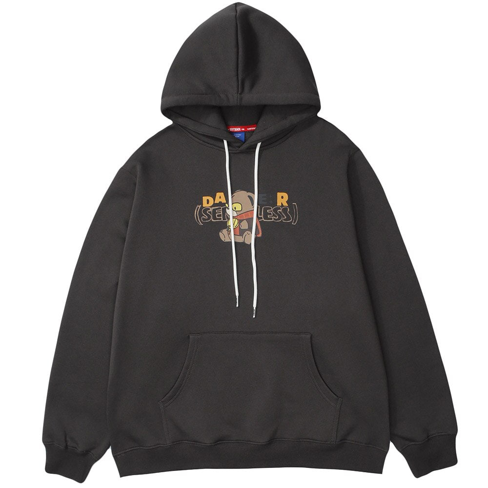 Hoodie Men Cute Bear Punk Cool Letter Fleece Pullover Hipster Preppy Style Casual Oversized Cozy Tops Couple Streetwear