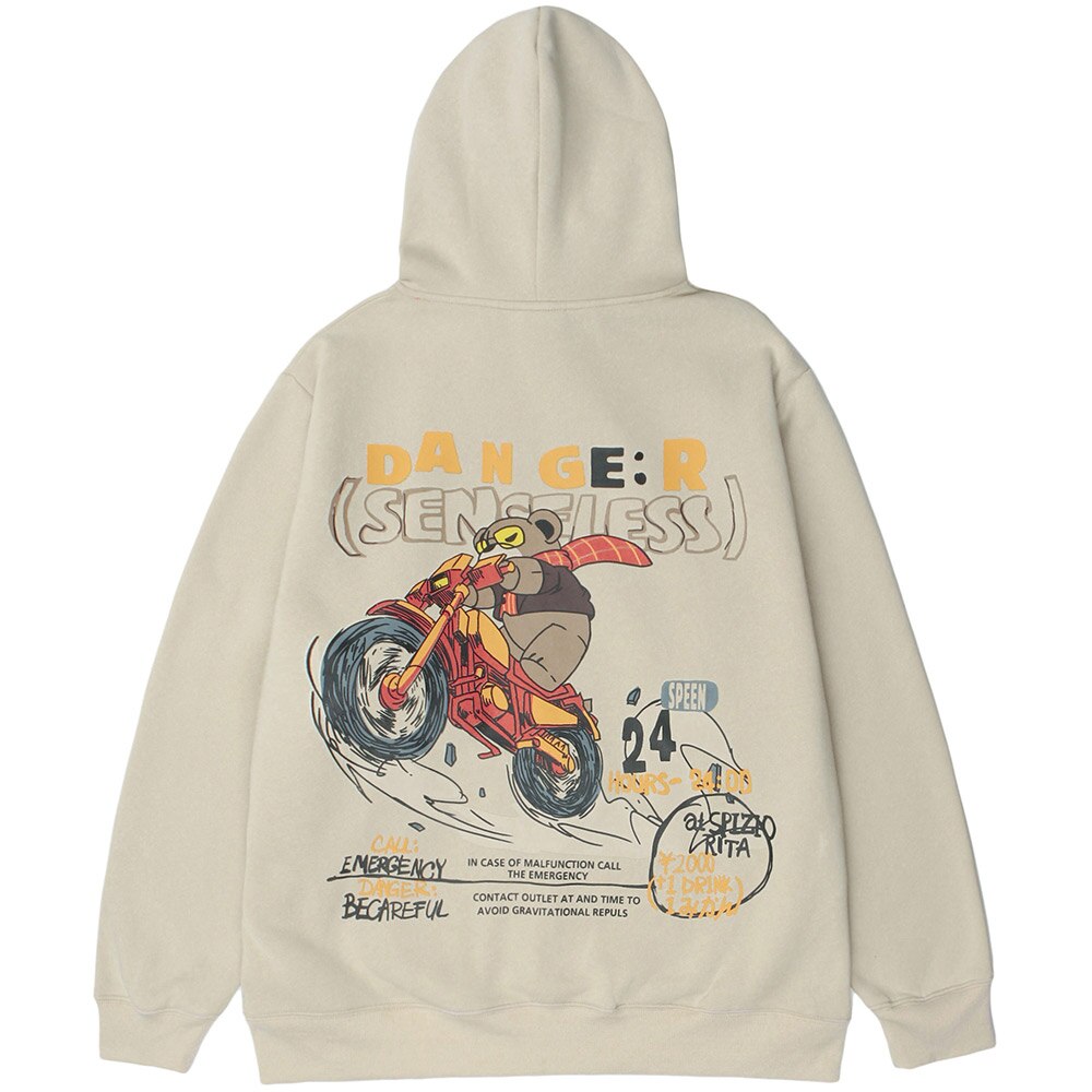Hoodie Men Cute Bear Punk Cool Letter Fleece Pullover Hipster Preppy Style Casual Oversized Cozy Tops Couple Streetwear