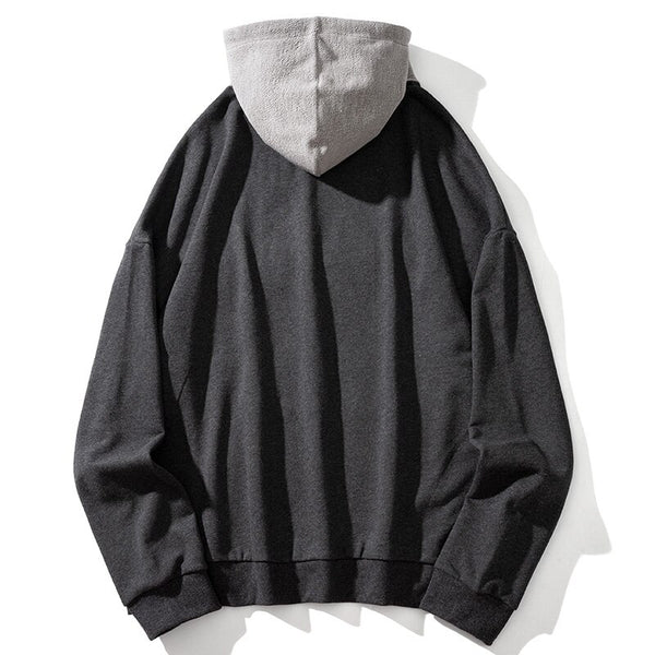 Hoodie Men Hit Color Patches Big Pocket Pullovers Loose Retro Distressed Punk Hipster High Street Sweatshirt Streetwear