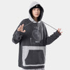 Hoodie Men Hit Color Patches Big Pocket Pullovers Loose Retro Distressed Punk Hipster High Street Sweatshirt Streetwear
