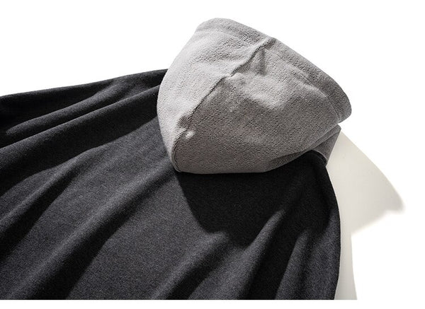 Hoodie Men Hit Color Patches Big Pocket Pullovers Loose Retro Distressed Punk Hipster High Street Sweatshirt Streetwear