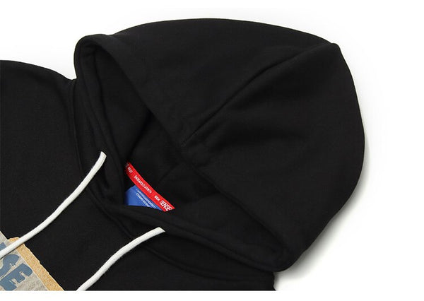 Hoodie Men Kanji Letter Picture Patchwork Hooded Pullover Couple High Street College Style Sweatshirt Autumn Streetwear