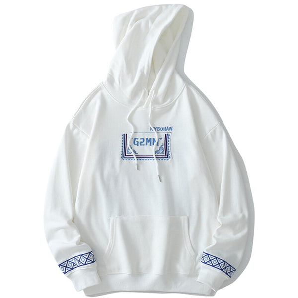 Hoodie Men Vintage Graphic Letter Embroidery Pullover Sweatshirt Couple Hipster Cool High Street Hooded Tops Streetwear