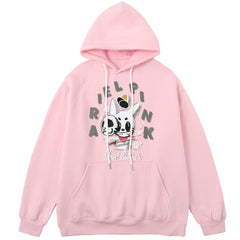 Hoodie Men Cute Dog Skull Harajuku Letter Fleece Pullovers Varsity Youthful Fashion Casual Loose Tops Streetwear Couple