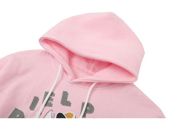 Hoodie Men Cute Dog Skull Harajuku Letter Fleece Pullovers Varsity Youthful Fashion Casual Loose Tops Streetwear Couple