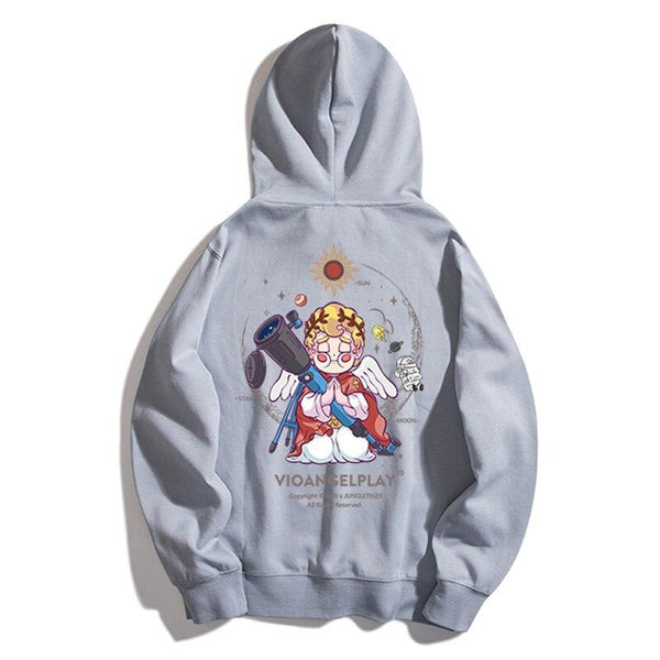 Hoodie Men Couple Funny Cool Cartoon Comics Print Pullover Hipster High Street Varsity Hooded Tops All-match Streetwear