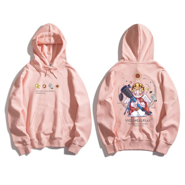 Hoodie Men Couple Funny Cool Cartoon Comics Print Pullover Hipster High Street Varsity Hooded Tops All-match Streetwear