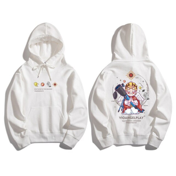 Hoodie Men Couple Funny Cool Cartoon Comics Print Pullover Hipster High Street Varsity Hooded Tops All-match Streetwear