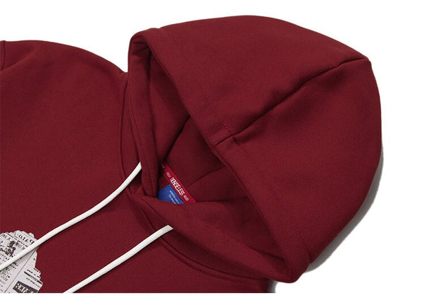 Hoodies Men Tearing Newspaper Cute Bear Print Pullovers High Street Style Hipster Casual Tops Loose Unisex Streetwear