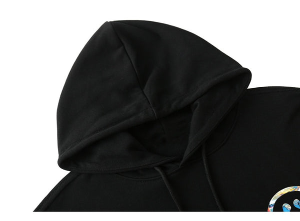 Hoodie Men Colorful Funny Illustration Print Hooded Pullovers Japanese High Street Hipster Sweatshirt Couple Streetwear