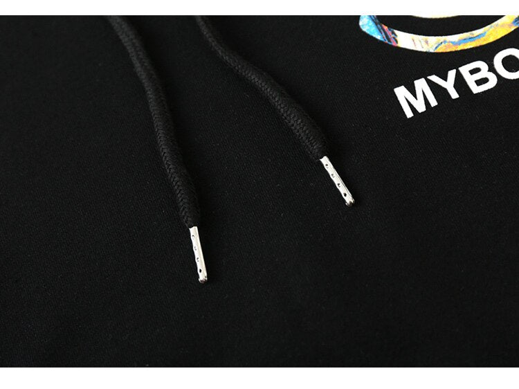 Hoodie Men Colorful Funny Illustration Print Hooded Pullovers Japanese High Street Hipster Sweatshirt Couple Streetwear