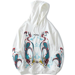 Hoodie Men Chinese Vintage Dunhuang Embroidery Sweatshirt Folk-custom Hipster Casual Cozy Hooded Tops Couple Streetwear