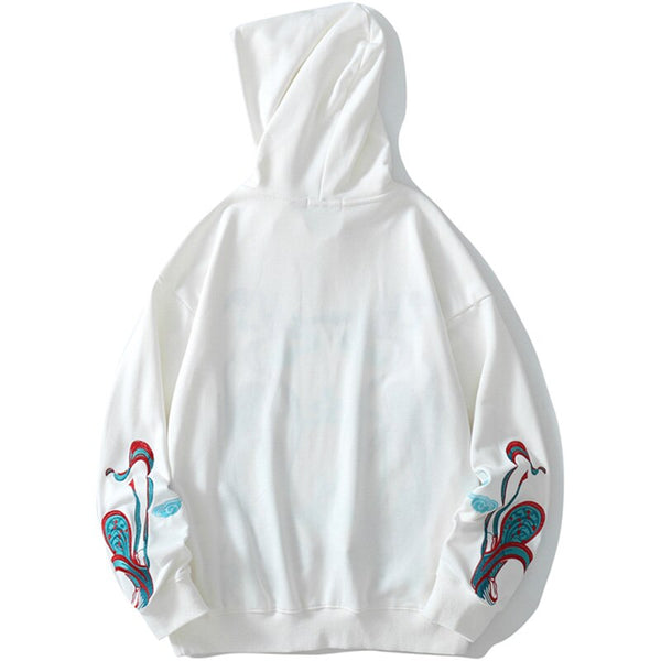 Hoodie Men Chinese Vintage Dunhuang Embroidery Sweatshirt Folk-custom Hipster Casual Cozy Hooded Tops Couple Streetwear