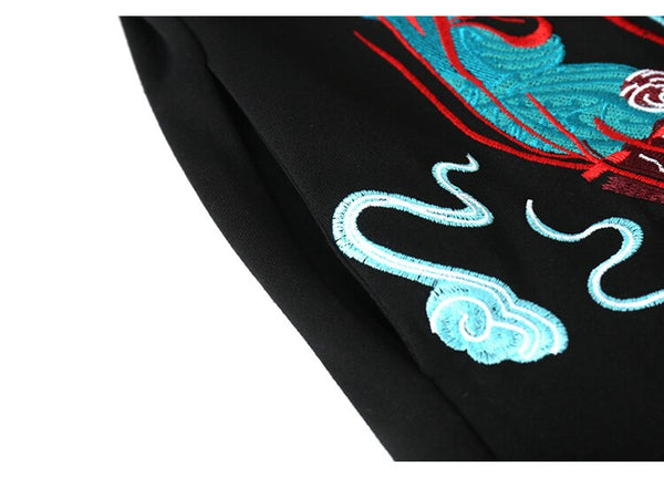 Hoodie Men Chinese Vintage Dunhuang Embroidery Sweatshirt Folk-custom Hipster Casual Cozy Hooded Tops Couple Streetwear