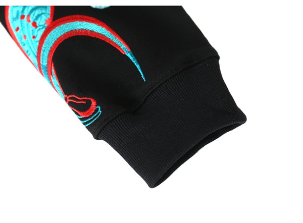 Hoodie Men Chinese Vintage Dunhuang Embroidery Sweatshirt Folk-custom Hipster Casual Cozy Hooded Tops Couple Streetwear