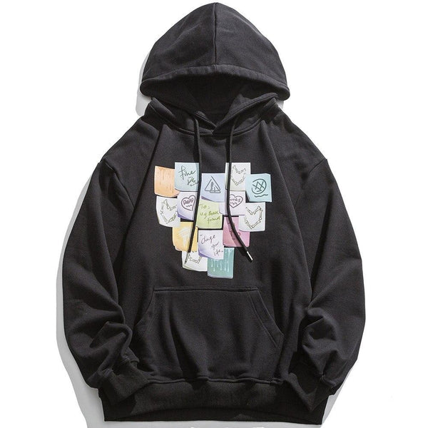 Hoodie Men Colorful Funny Notes Print Hooded Pullover Autumn Casual Loose Multicolor Harajuku Fashion Streetwear Couple