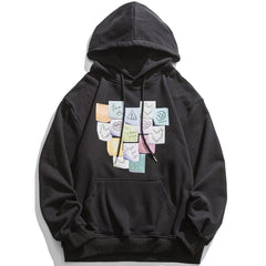 Hoodie Men Colorful Funny Notes Print Hooded Pullover Autumn Casual Loose Multicolor Harajuku Fashion Streetwear Couple