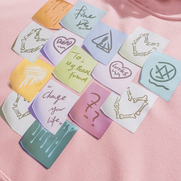 Hoodie Men Colorful Funny Notes Print Hooded Pullover Autumn Casual Loose Multicolor Harajuku Fashion Streetwear Couple