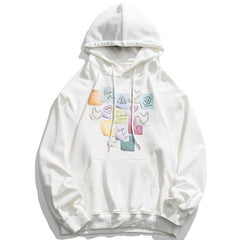 Hoodie Men Colorful Funny Notes Print Hooded Pullover Autumn Casual Loose Multicolor Harajuku Fashion Streetwear Couple