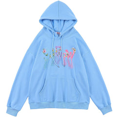 Hoodie Men Flowers Embroidery Tassel Hooded Pullover Autumn Casual Baggy Hip Hop Harajuku Sweatshirts Couple Streetwear