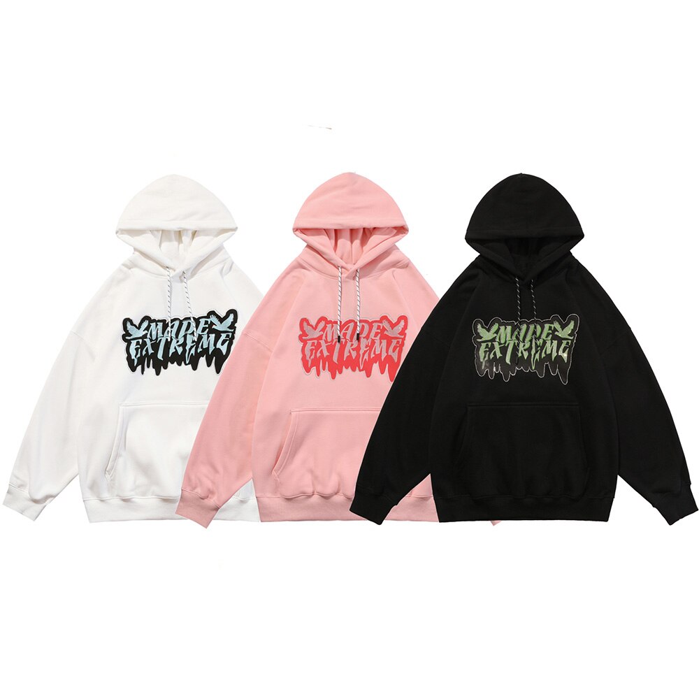 Hoodie Men Diamond Letter Print Big Pocket 3 Color Optional Couple Oversize All-match Hooded Pullover Autumn Streetwear