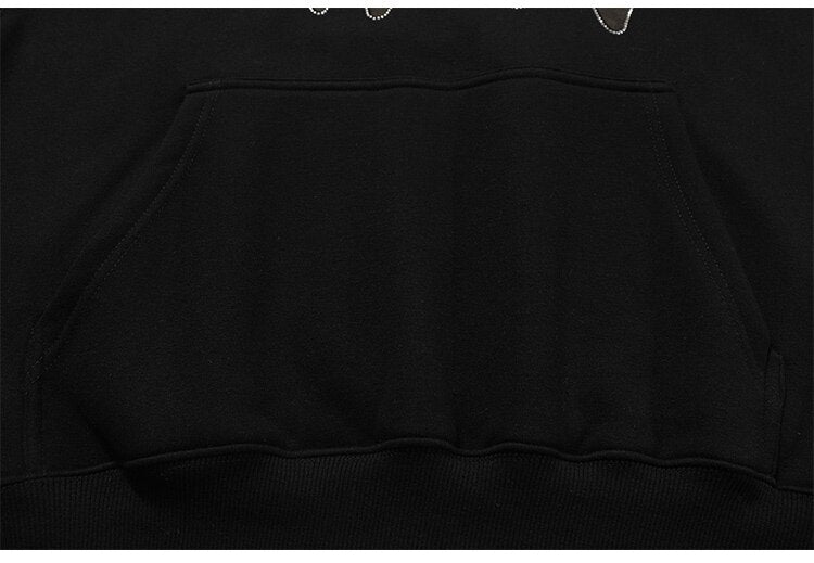 Hoodie Men Diamond Letter Print Big Pocket 3 Color Optional Couple Oversize All-match Hooded Pullover Autumn Streetwear