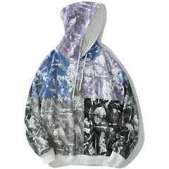 Hoodie Men Tie Dye 4 Color Block Pullover Hip Hop Hipster High Street Oversize Cozy Sweatshirt Couple Streetwear Autumn