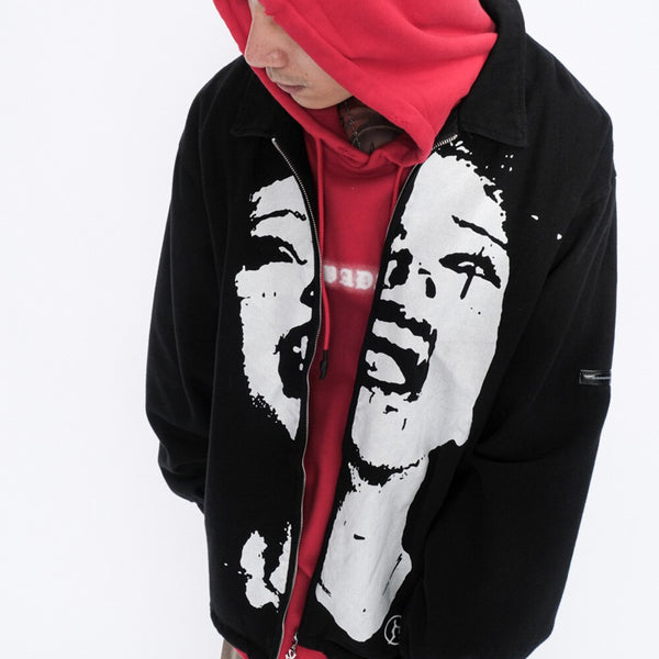 Jacket Men Hipster Portrait Turn-down Coat Punk Fashion Cool Hip Hop Jackets Oversize Varsity Outwear Couple Streetwear