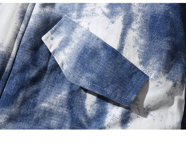 Parkas Winter Jacket Men Distressed Tie Dye Inkjet Printed Padded Coats Jackets Casual Warm Harajuku Fashion Streetwear