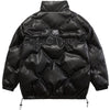 Windproof Leather Parkas Coats Embroidery Winter Jacket Men Solid Color All-match High Street Drawstring Zipper Outwear