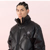 Windproof Leather Parkas Coats Embroidery Winter Jacket Men Solid Color All-match High Street Drawstring Zipper Outwear