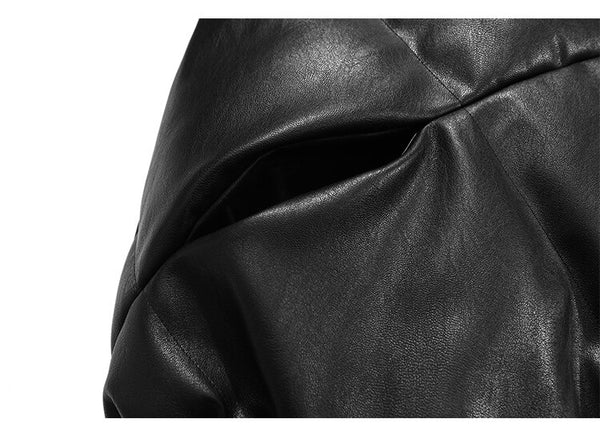 Windproof Leather Parkas Coats Embroidery Winter Jacket Men Solid Color All-match High Street Drawstring Zipper Outwear