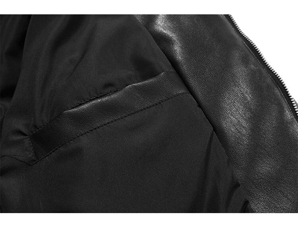 Windproof Leather Parkas Coats Embroidery Winter Jacket Men Solid Color All-match High Street Drawstring Zipper Outwear